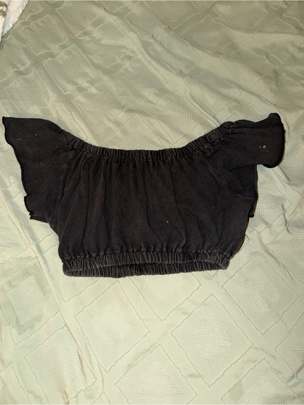 Kids Black Off-Shoulder Ruffle Hem Top